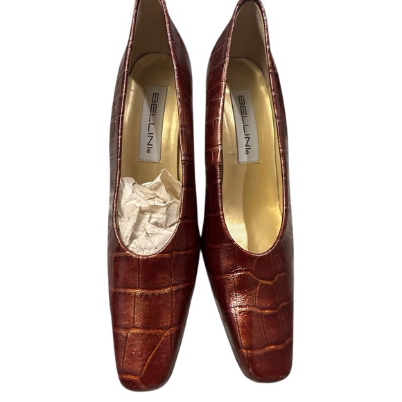 Bellini Women’s Colette Crocodile-Embossed Leather Kitten Heel Pumps 8M - Picture 2 of 6